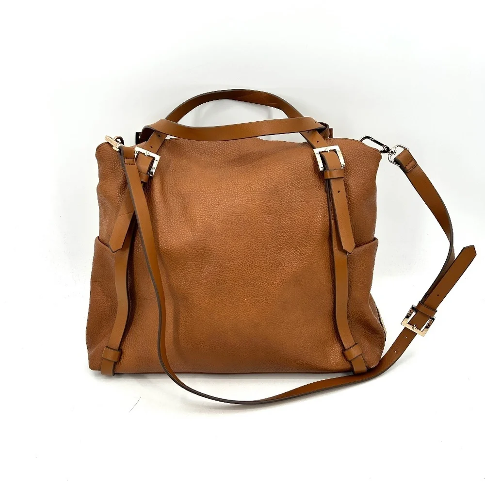 STEVE MADDEN Camel Brown Faux Leather Shoulder Cross Body Large Hobo Tote Purse